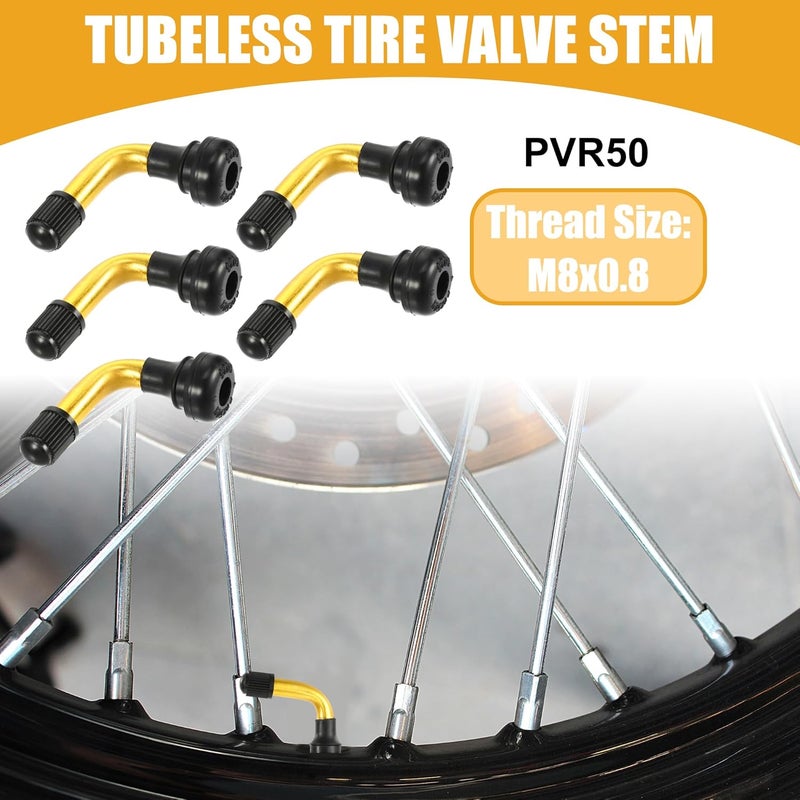 Partuto 5 Pcs Universal PVR50 Tubeless Tire Valve Stem - Cars RV Bicycles Motorcycles Trailers Tubeless Tire Valve - Stainless Steel Gold Tone - Image 2